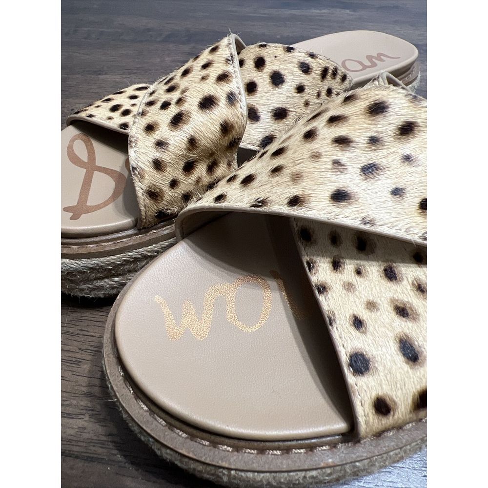 Sam Edelman Animal  Cheetah Print Fur Texture Platform Slide Sandal Shoes 10 - Picture 2 of 10